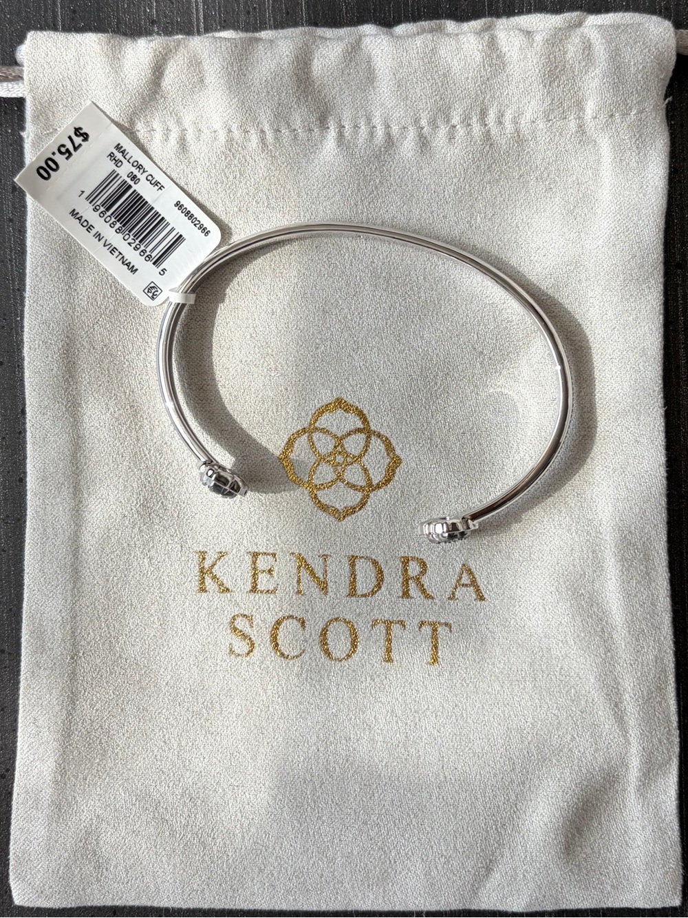 Kendra Scott Silver Open Cuff Bracelet with Textured Endstones - Picture 6 of 6